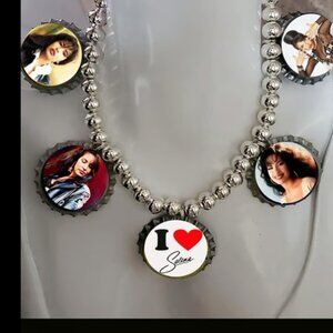 Selena Quintanilla  bottlecap necklace artisan  beaded unique singer icon gift
